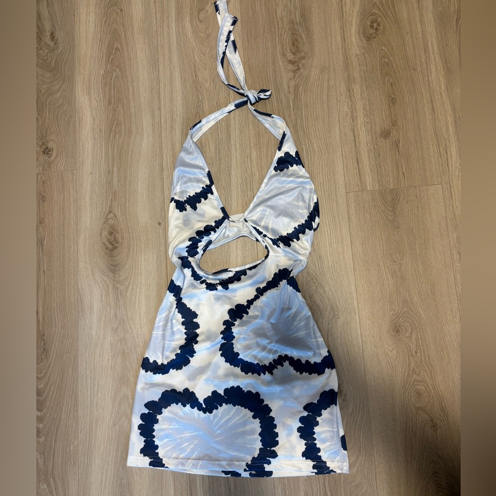 Mini Halter Dress bathing suit cover up coverup blue
